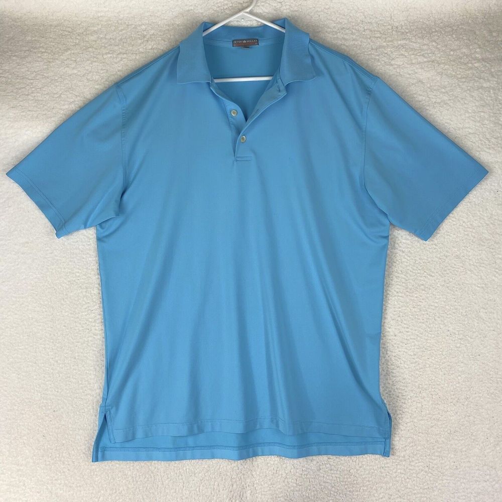 Peter Millar Shirt Mens Size L Blue Summer Comfort Golf Polo Stretch‎ *READ*